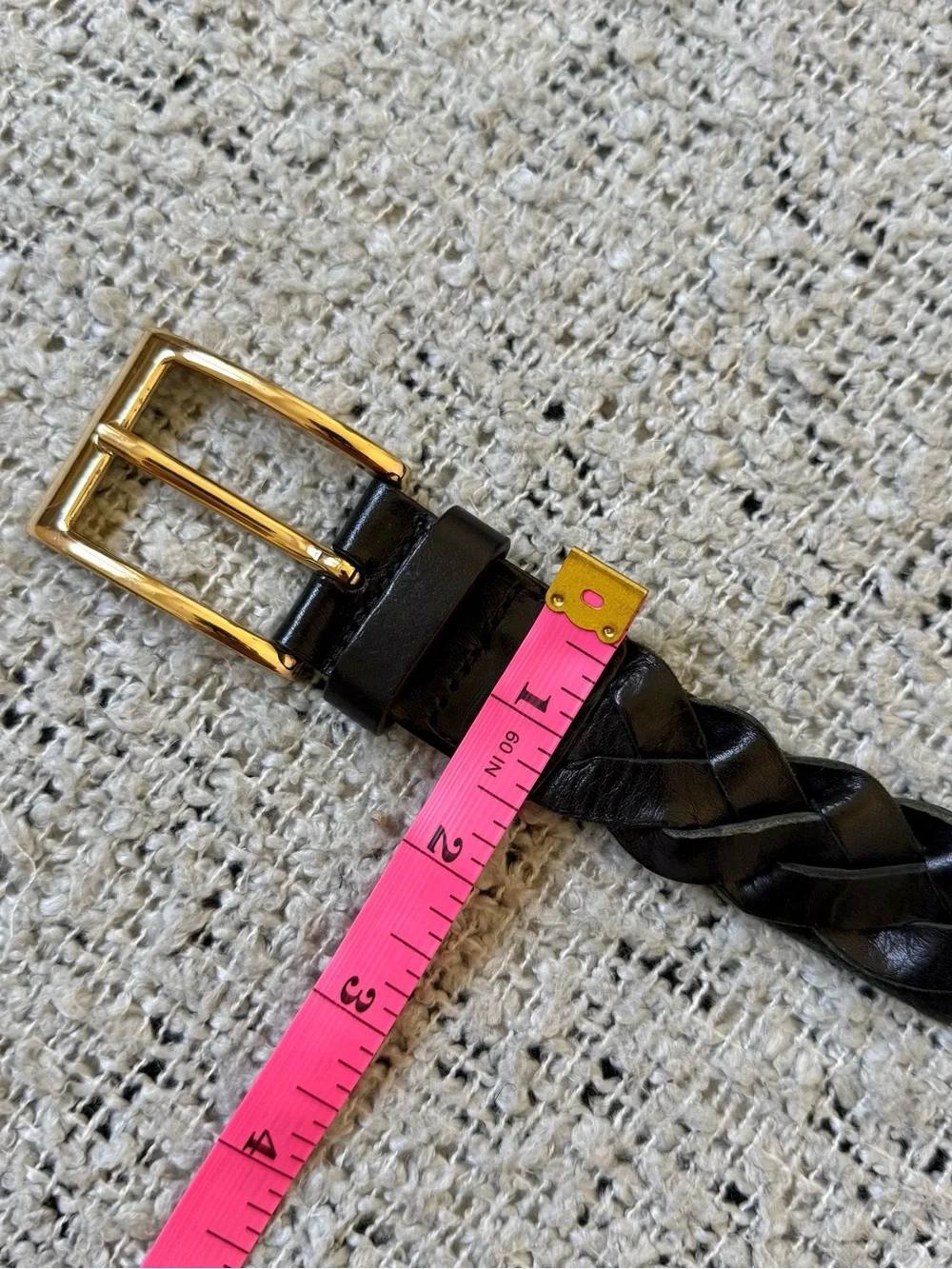 &Other Stories Black Braided Leather Belt Size S